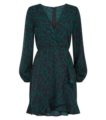 AX Paris Green Leopard Print Wrap Dress ...